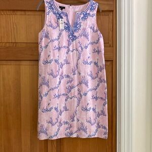 Talbots Lien Pink and Blue Patterned Sleeveless Dress
